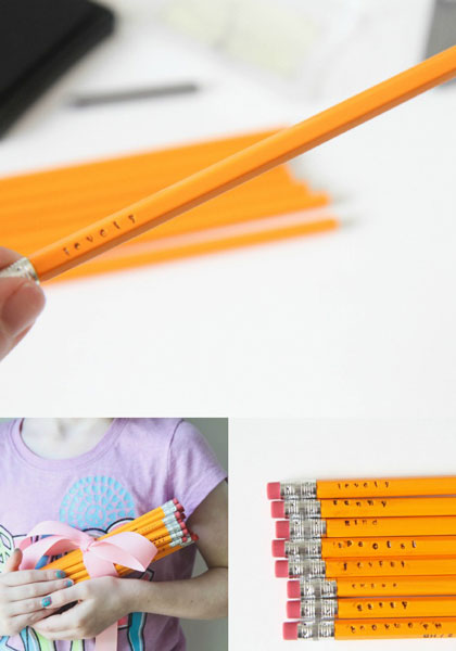 DIY personalized stamped pencils craft for back to school